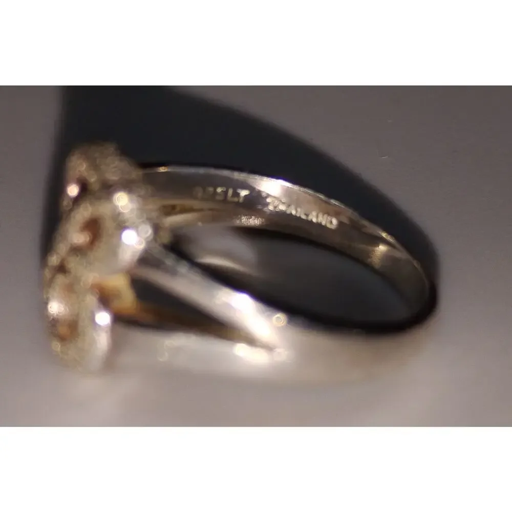 Sterling Silver Textured “B” Initial Ring – Size 6 – Made in Thailand Vintage - Picture 2 of 2